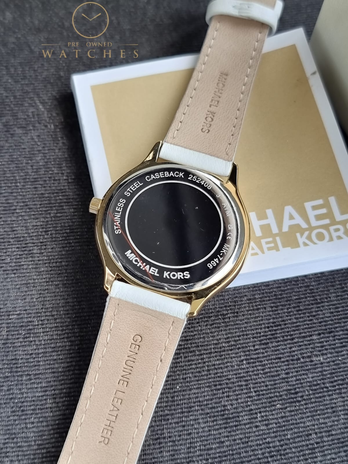 Michael Kors Leather Analog White Dial Women Watch-Mk7466