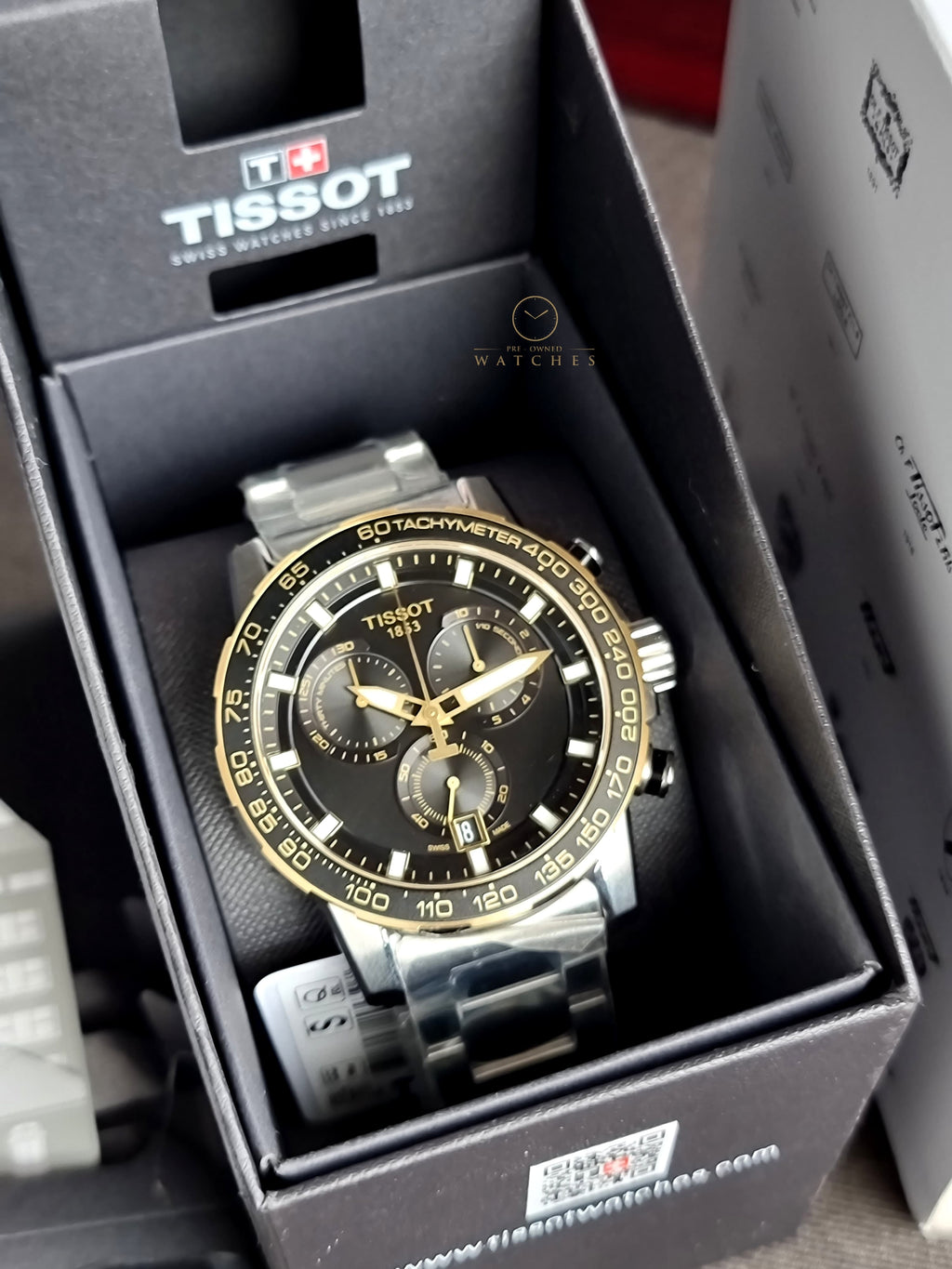 Tissot Supersport Silver Stainless Steel Black Dial 45mm Chronograph Quartz Watch for Gents - T125.617.21.051.00