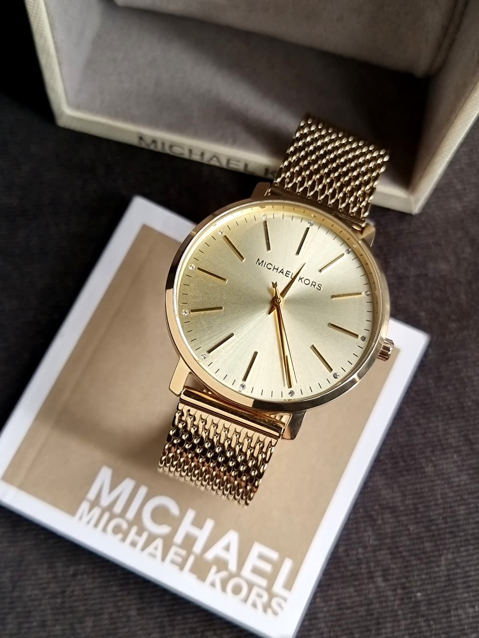 Michael Kors Pyper Gold Mesh Bracelet Gold Dial Quartz Watch for Ladies - MK4339