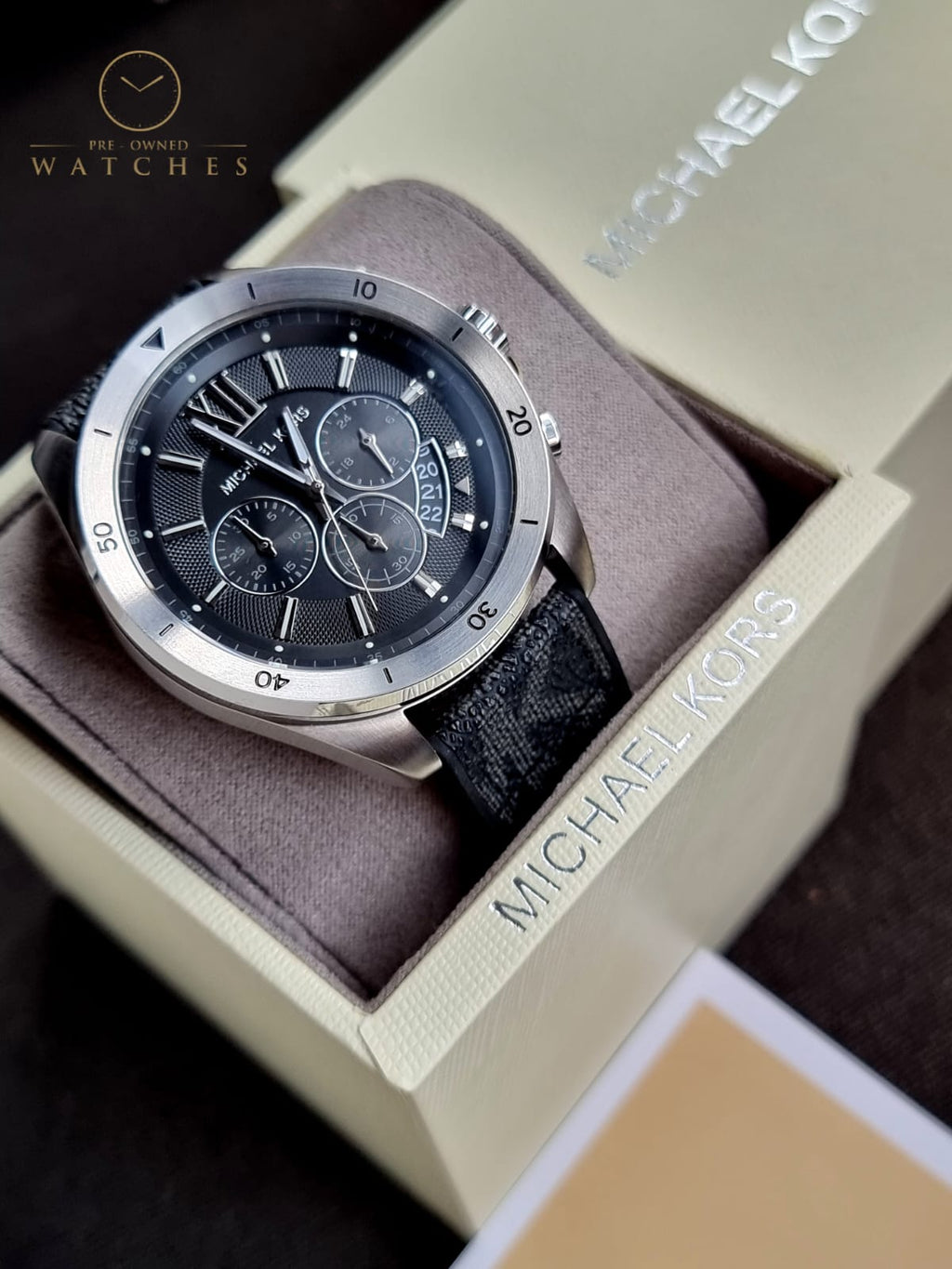 Michael Kors Men’s Quartz Black Silicone & Leather Strap Black Dial 45mm Watch MK8850