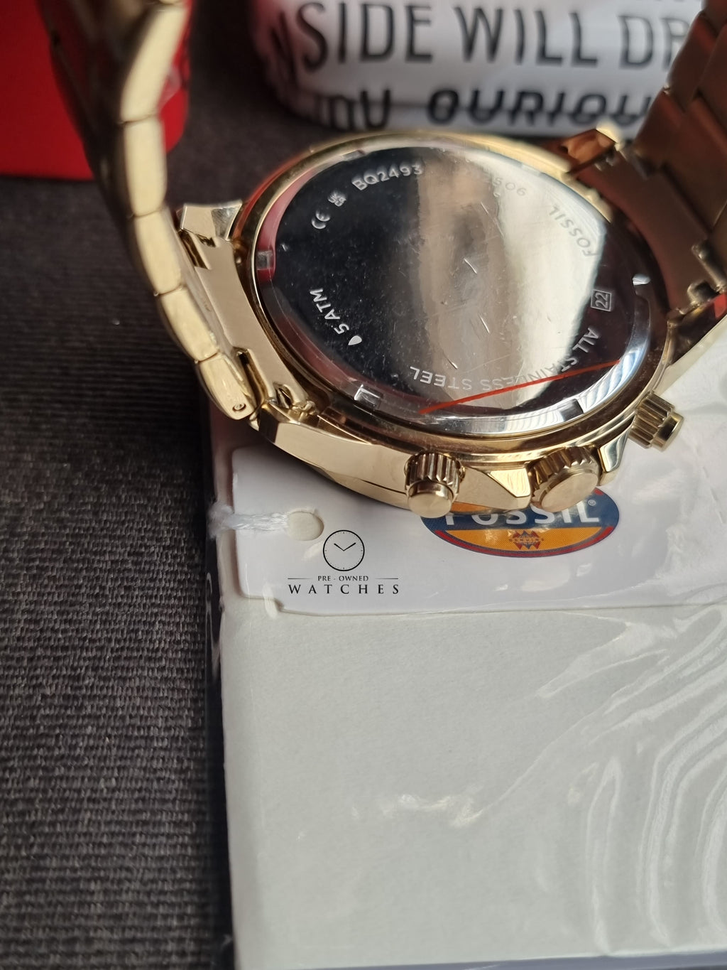 Fossil Bannon Multifunction Gold Stainless Steel Green Dial Chronograph Quartz Watch for Gents - BQ2493