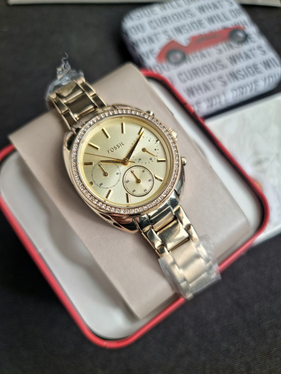 Fossil Analog Women's Watch Gold Plated Metal Bracelet - BQ3658