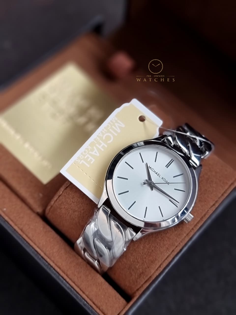 Michael Kors Runway Three-Hand 37mm Silver Dial Silver Steel Strap Watch for Women - MK7474