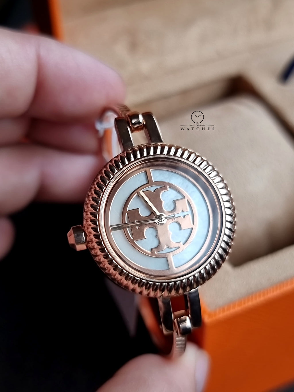 Tory Burch Riva Rose Gold Dial Rose Gold Steel Strap Watch for Women - TBW4037