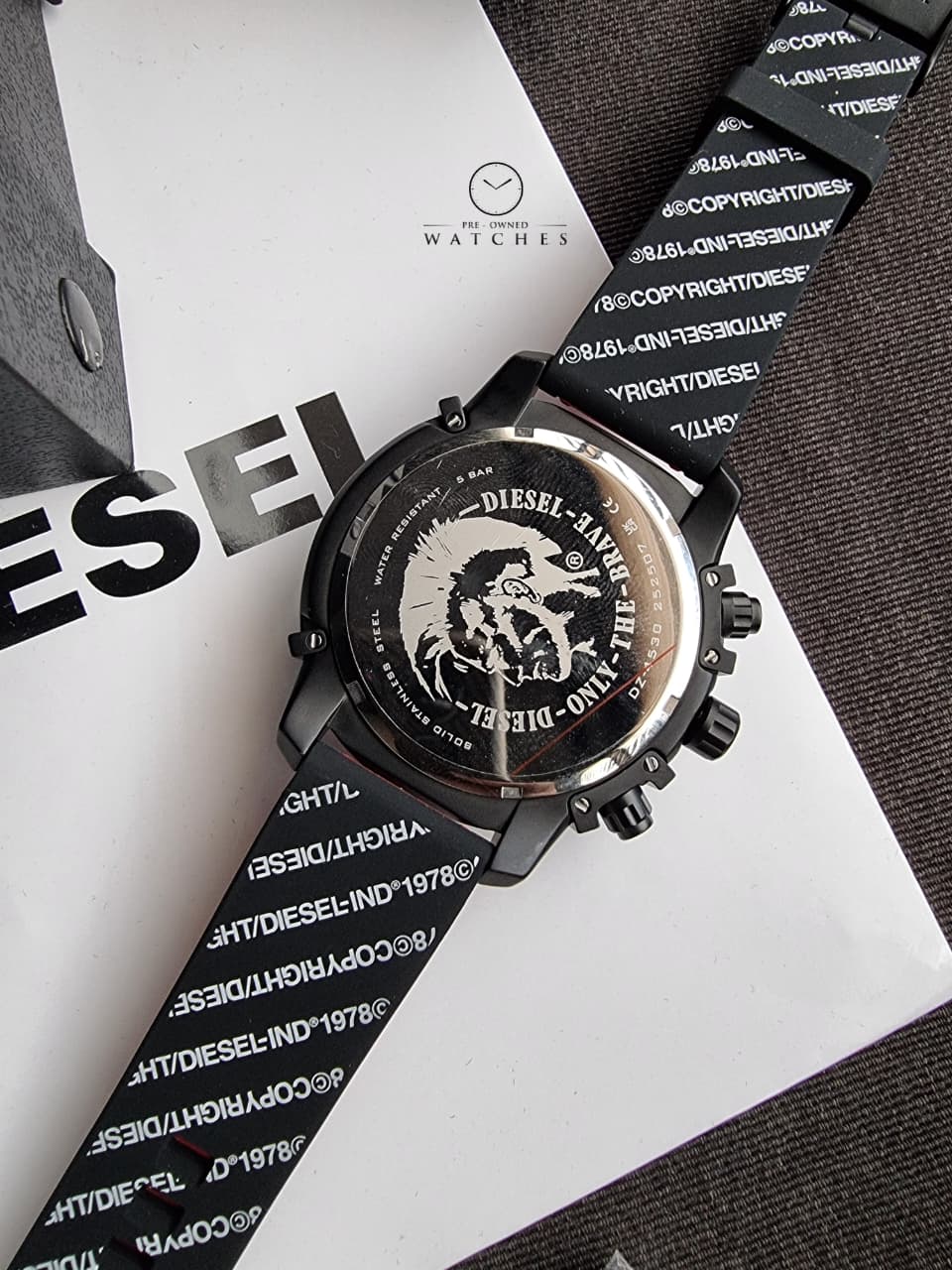 Diesel Analog Black 48mm Dial Men's Silicone Watch-DZ4530