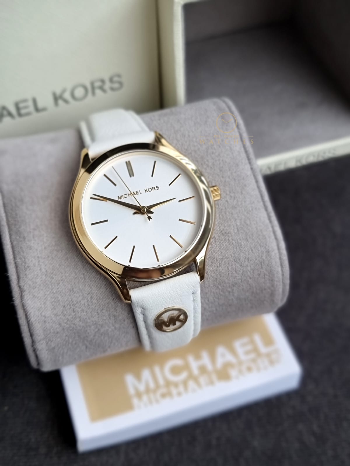 Michael Kors Leather Analog White Dial Women Watch-Mk7466