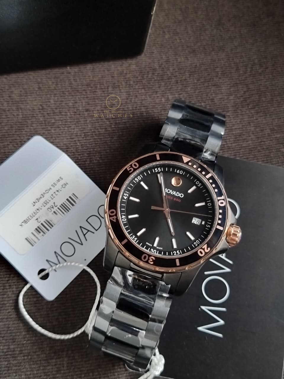 Movado 800 Series Black Stainless Steel Black Dial Quartz Watch for Gents - 2600162