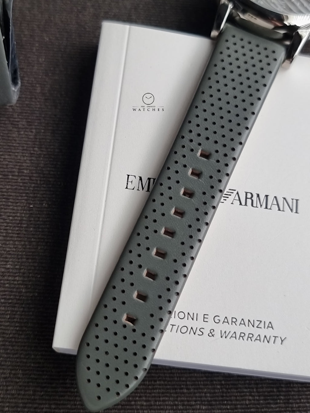 Emporio Armani Men’s Chronograph Quartz Leather Strap Grey Dial 41mm Watch AR1735