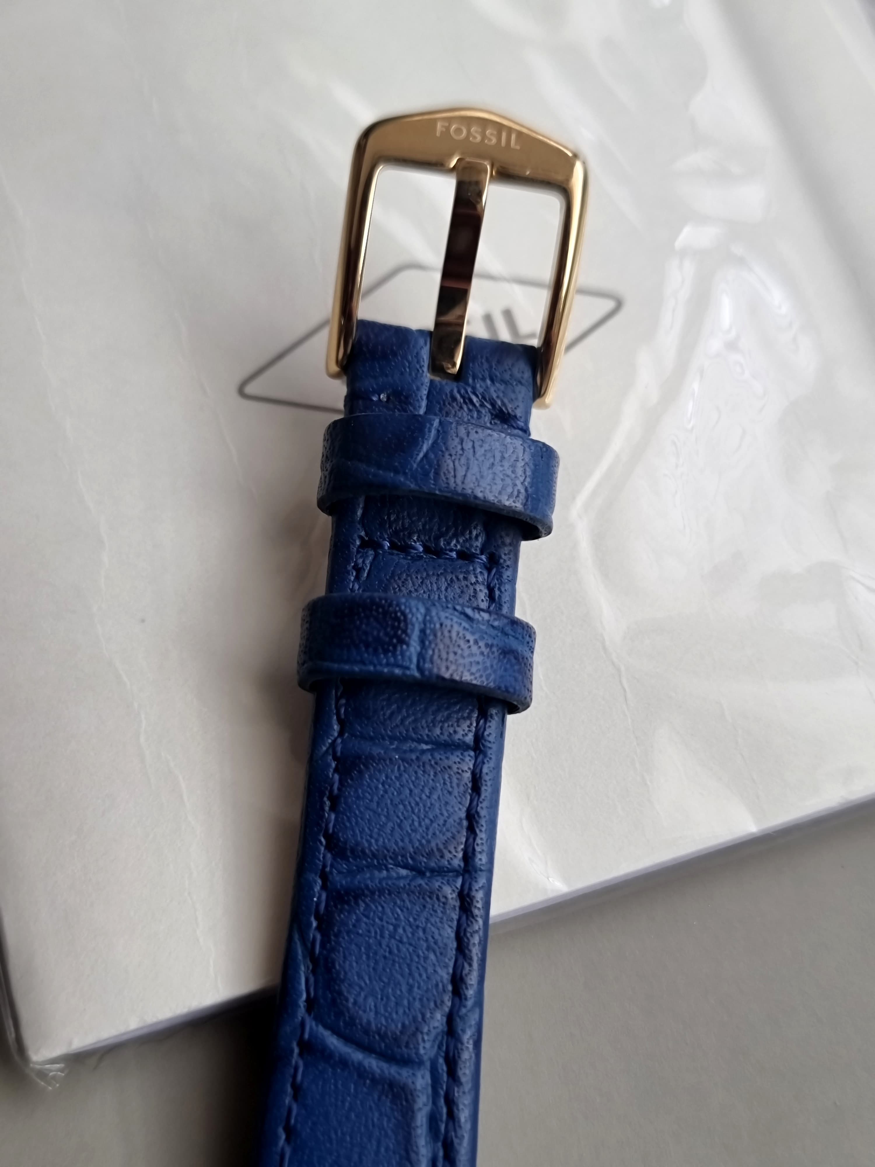 Fossil Raquel Three-Hand Date Navy Croco LiteHide Leather Watch 23mm ES5365