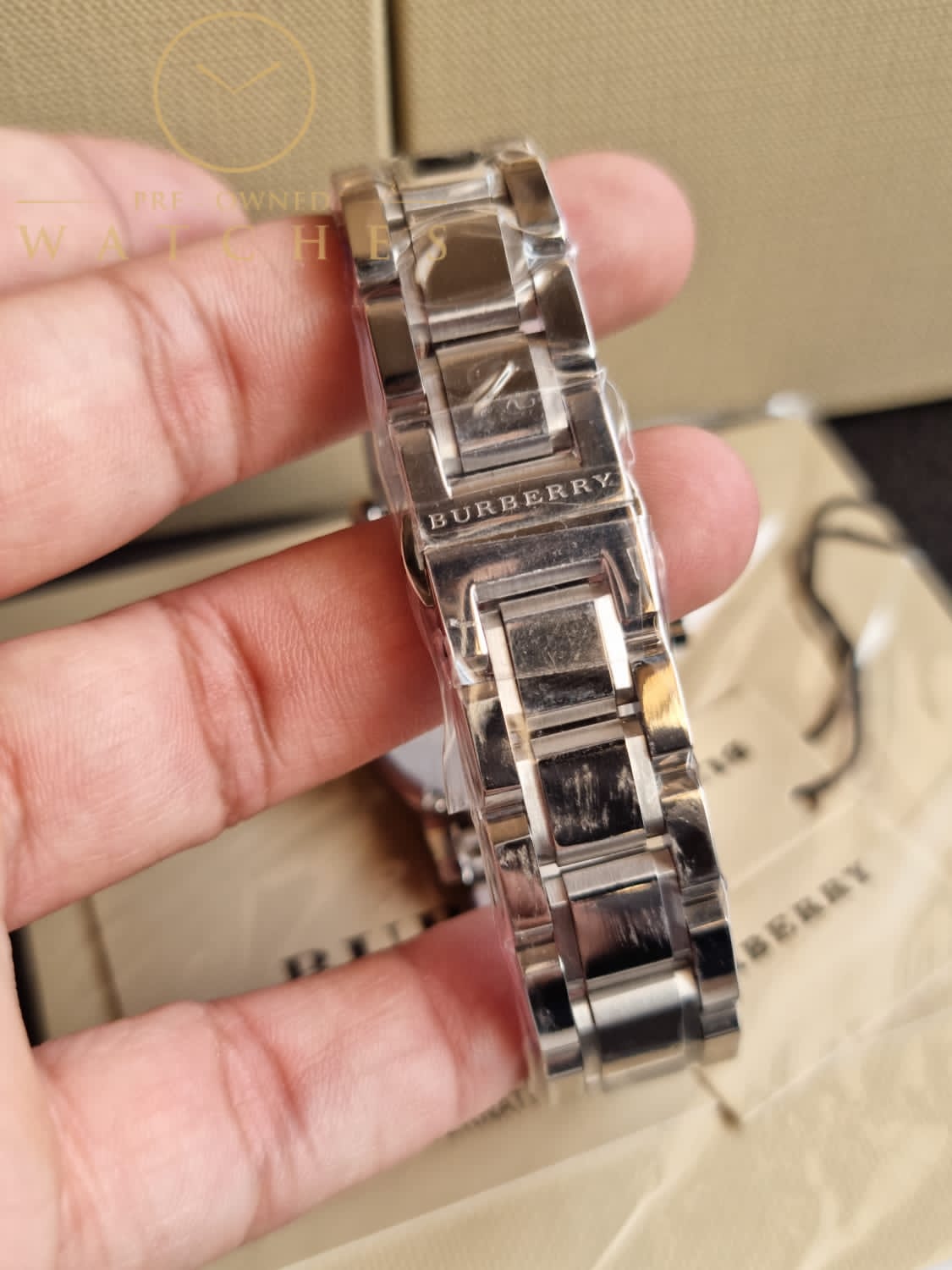 Burberry Women’s Swiss Made Quartz Stainless Steel Silver Dial 34mm Watch BU9125