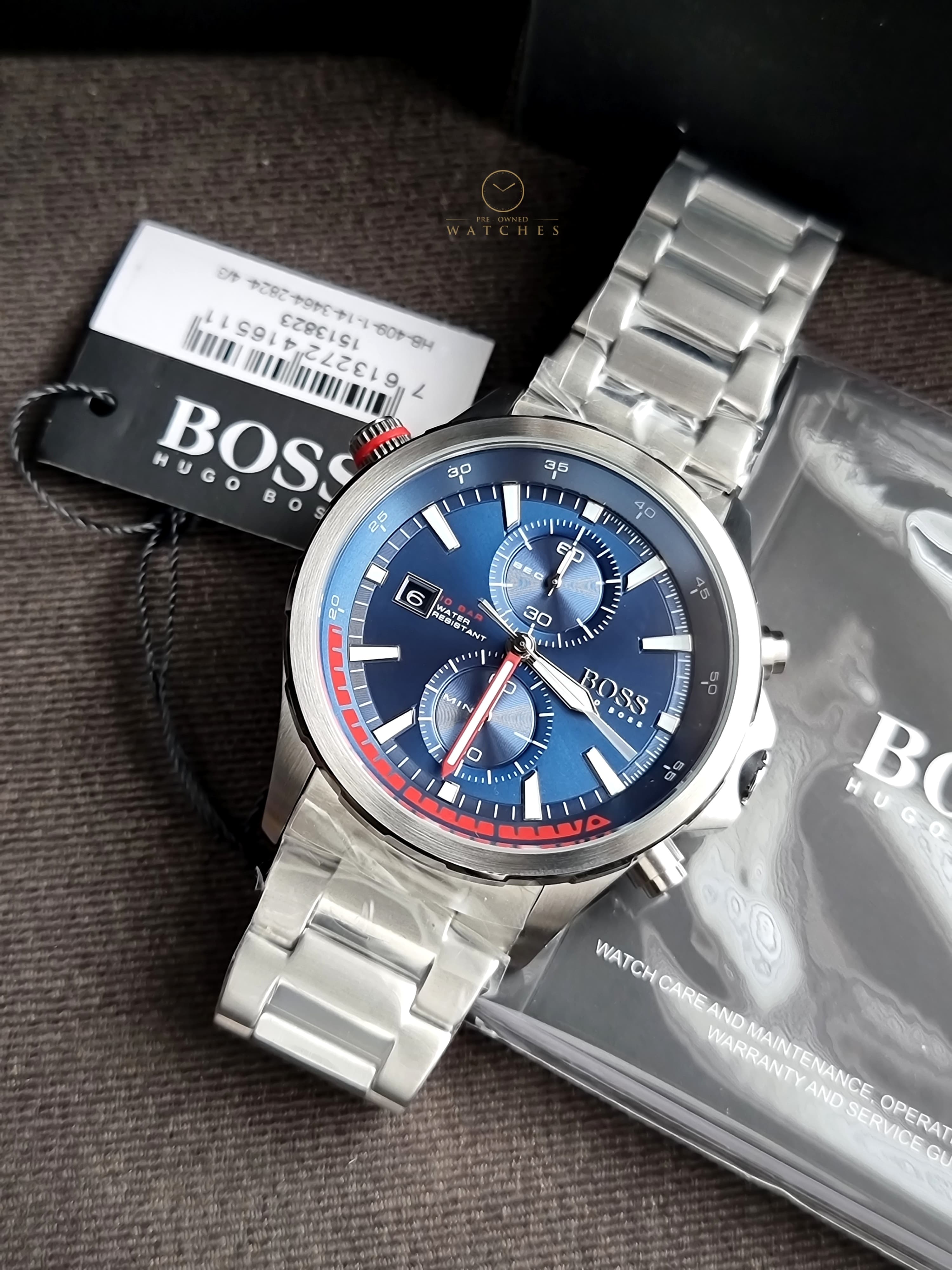 Hugo Boss Men’s Quartz Stainless Steel Blue Dial 46mm Watch 1513823
