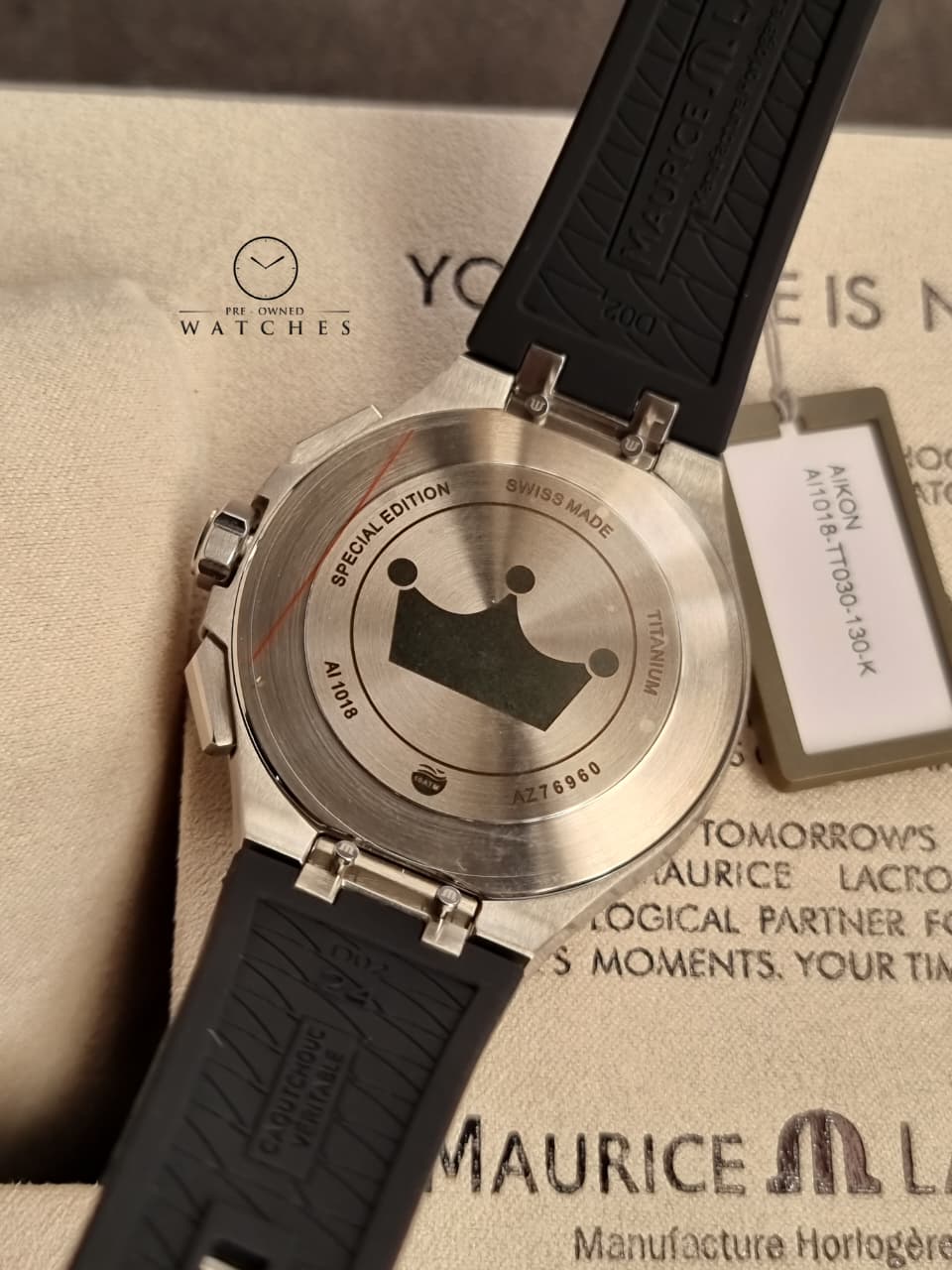 Maurice Lacroix Aikon Two-tone Silicone Strap Silver Dial Chronograph Quartz Watch for Gents - AI1018-TT030-130-K