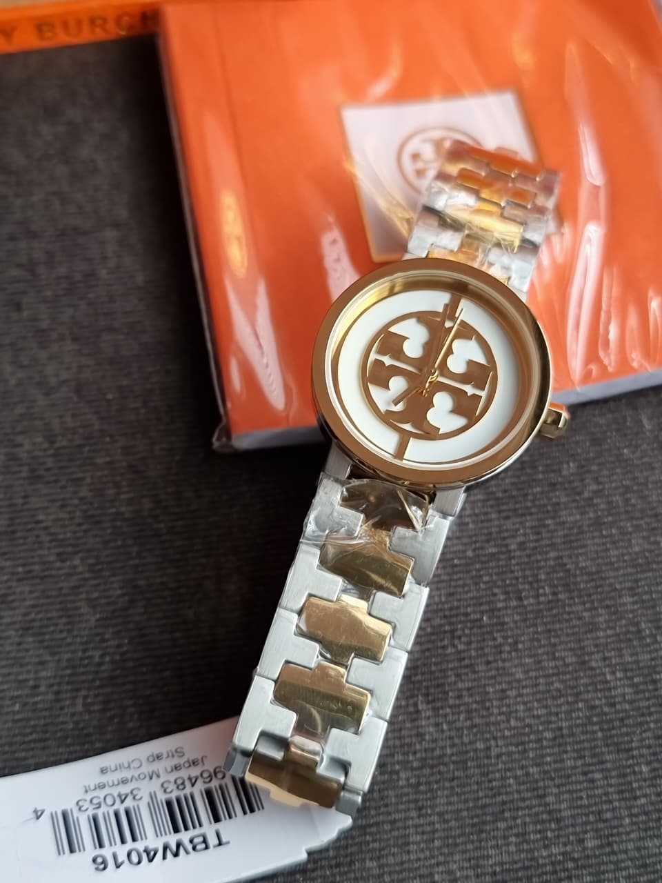 Tory Burch Reva Two-tone Stainless Steel Ivory Dial Quartz Watch for Ladies - TBW4016