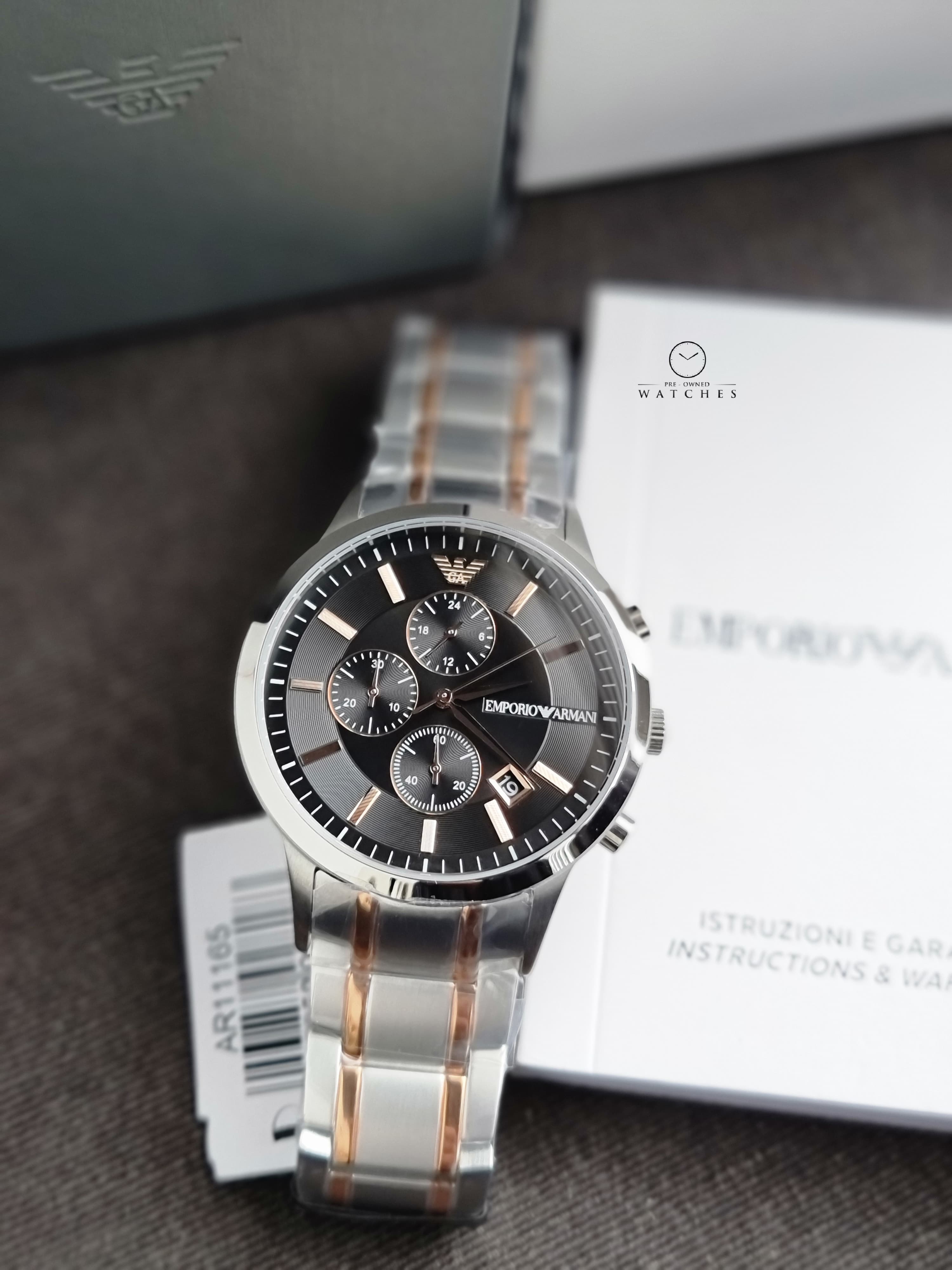 Emporio Armani Men’s Analogue Quartz Stainless Steel Black Dial 43mm Watch AR11165