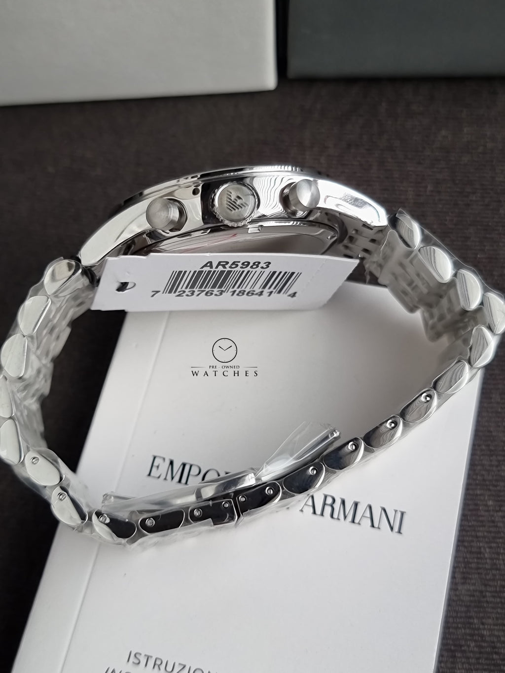 Emporio Armani Men’s Chronograph Stainless Steel Black Dial 43mm Watch AR5983
