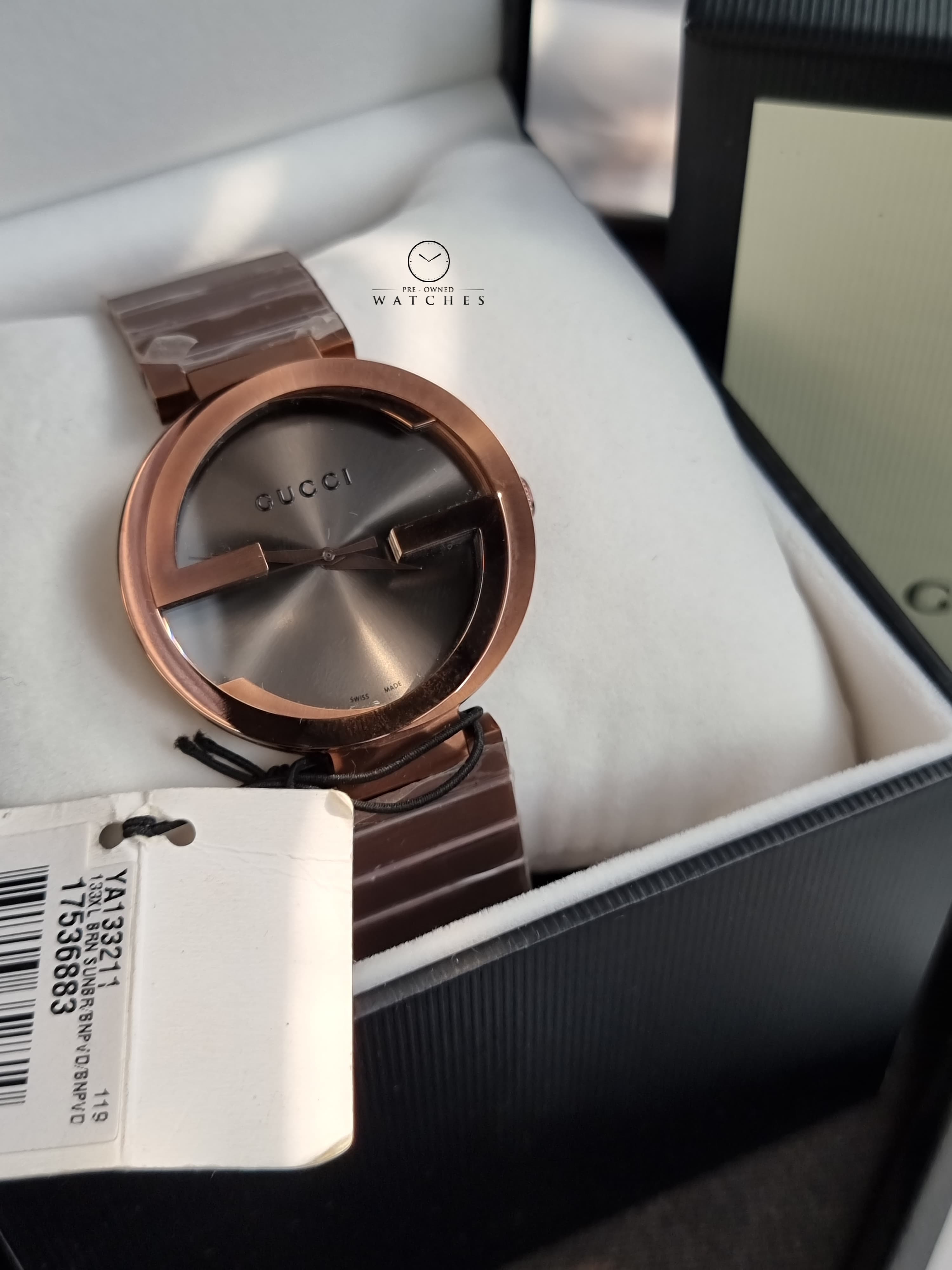 Gucci Interlocking XL Brown Dial Brown Steel Strap Watch For Men - YA133211