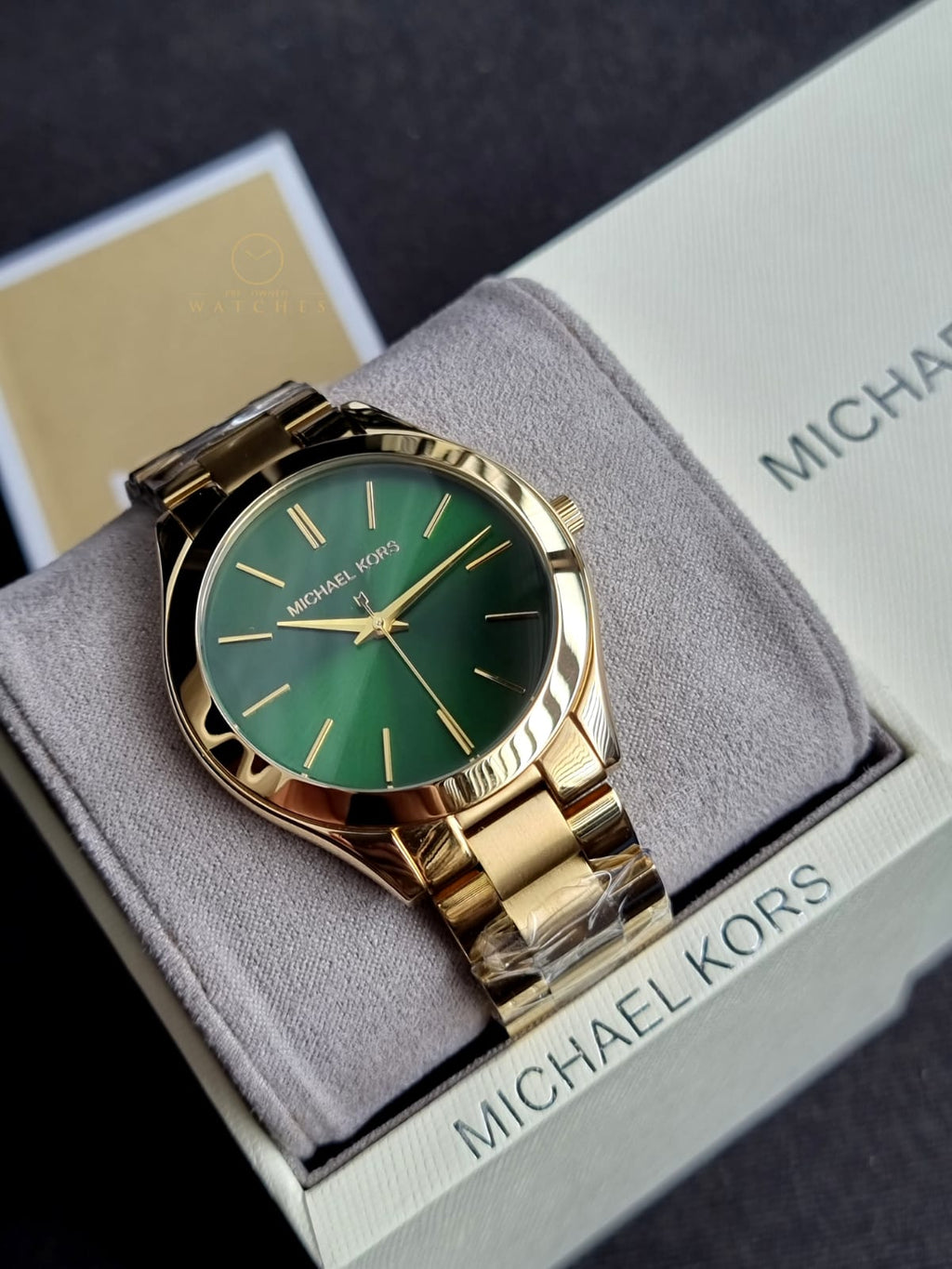 Michael Kors Women’s Quartz Stainless Steel Green Dial 42mm Watch MK3435