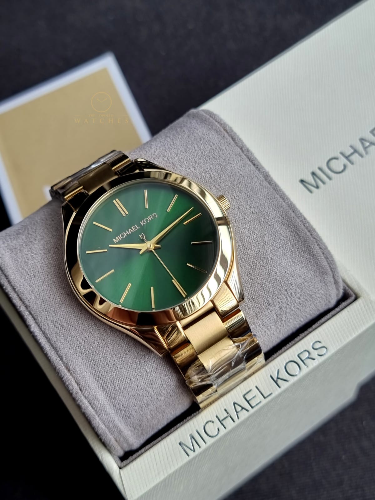 Michael Kors Women’s Quartz Stainless Steel Green Dial 42mm Watch MK3435