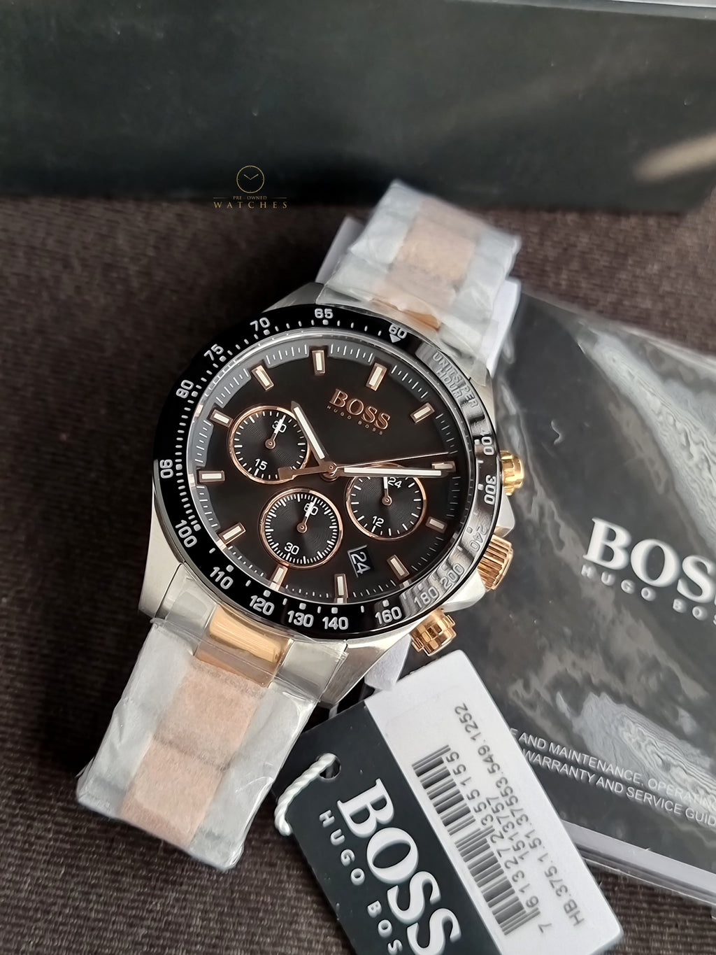 Hugo Boss Hero Two-Tone Stainless Steel Black 45mm Dial Chronograph Quartz Watch for Gents - 1513757