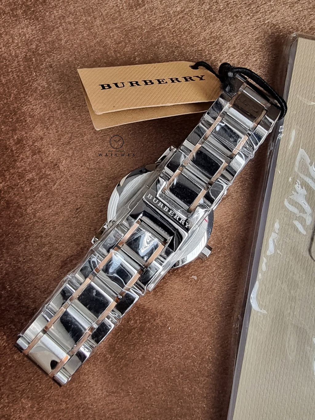 Burberry Ladies Swiss Made Stainless Steel Two-Tone Silver Dial 26mm Watch BU9205