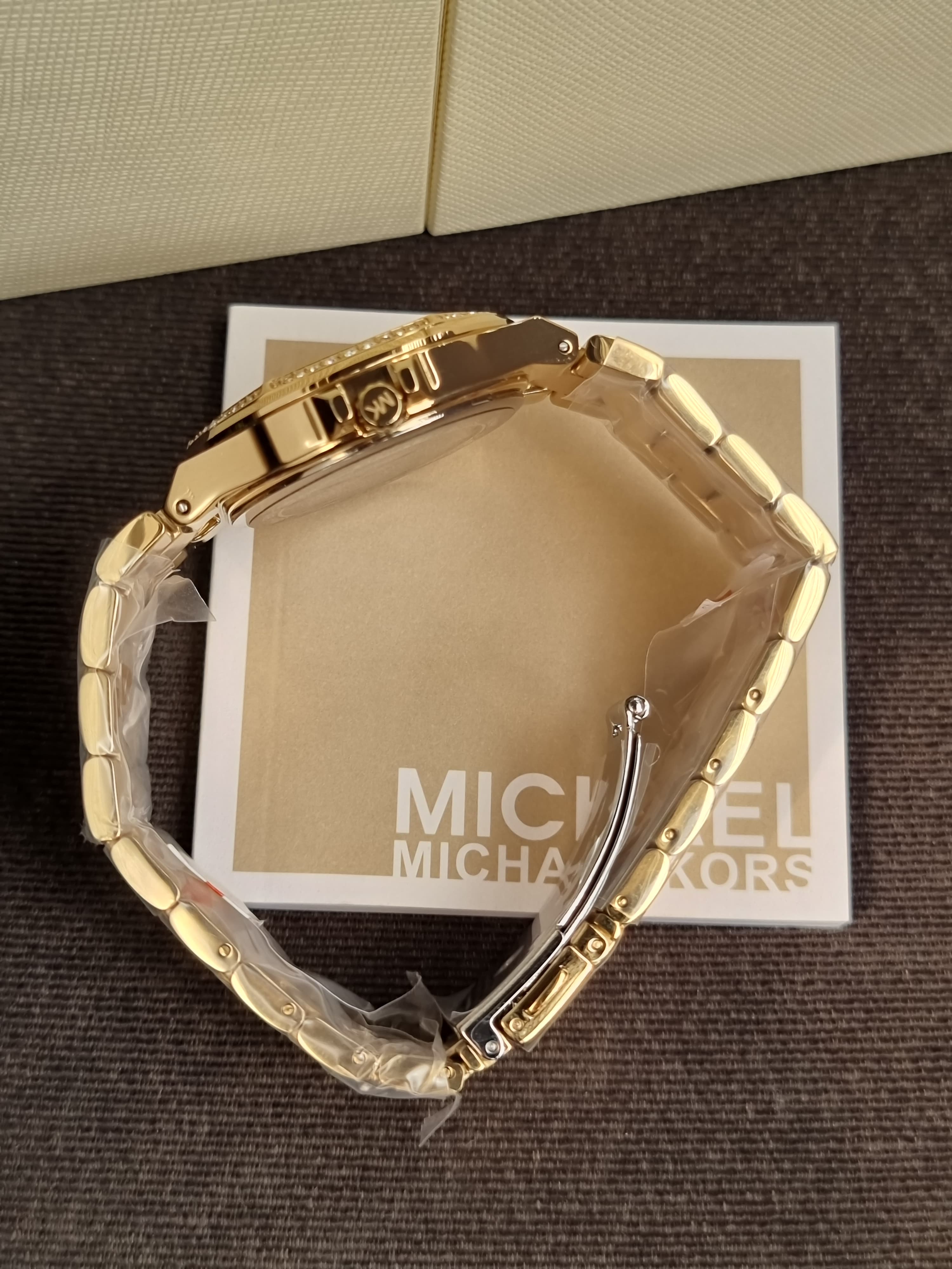 Michael Kors Lennox Gold Stainless Steel Gold Dial Quartz Watch for Ladies - MK7229