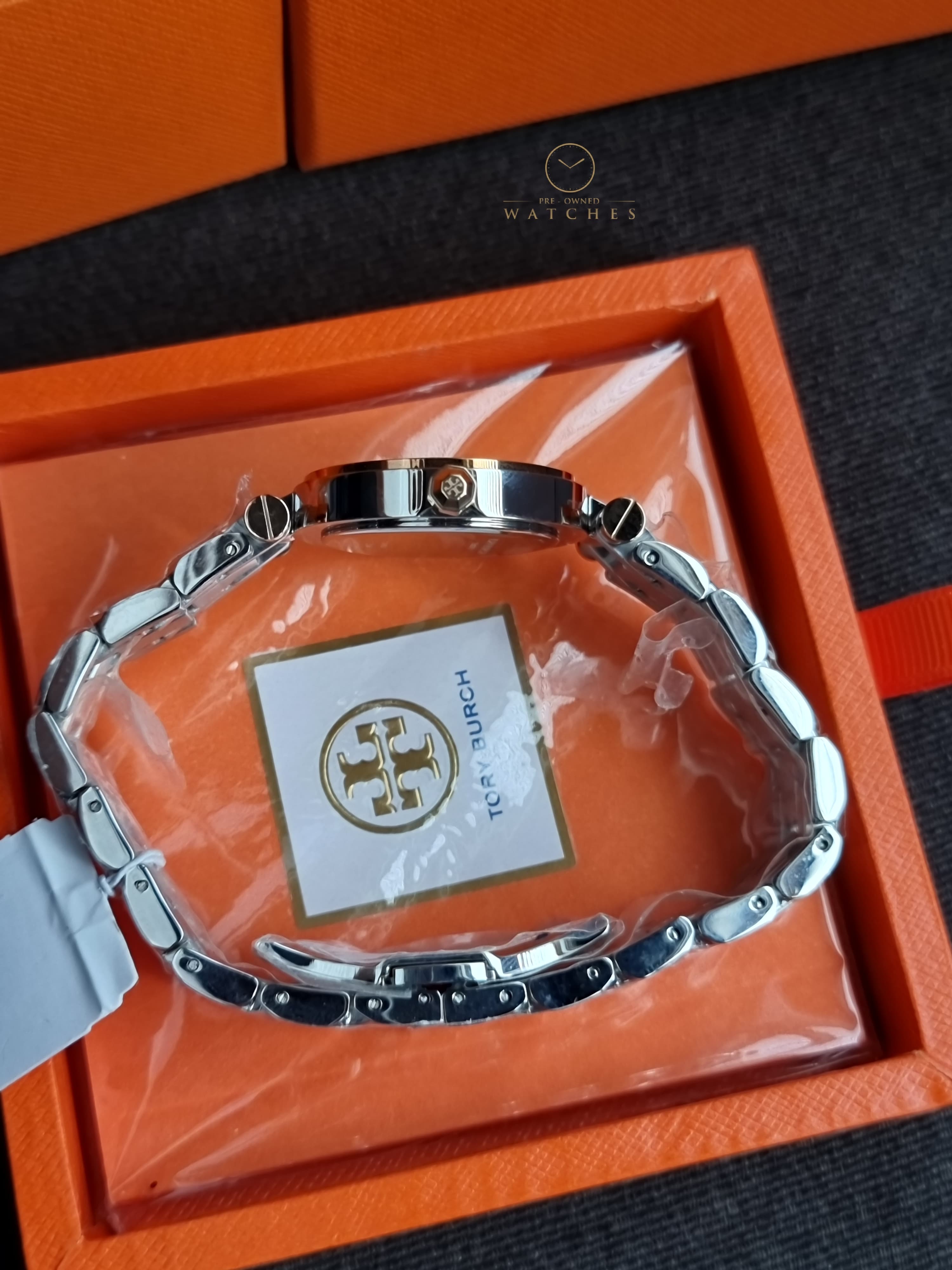 Tory Burch classic t watch two tone rose gold silver women's watch tbw9011