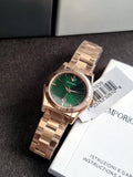 Emporio Armani Federica Analog Green 32mm Dial Rose Gold Steel Strap Watch for Women - AR11639