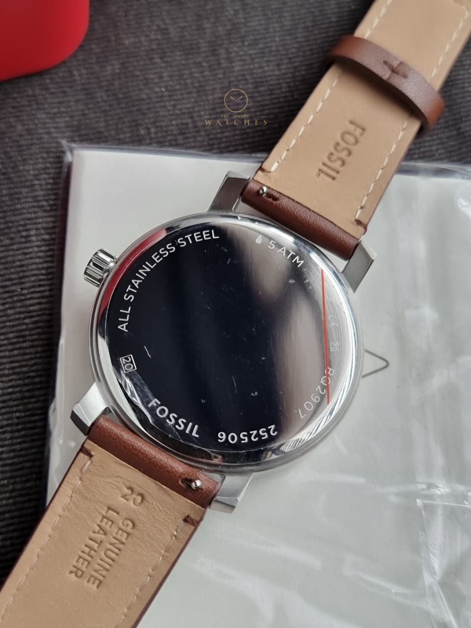 Fossil BQ2907 Rhett Multifunction 43mm Green Dial Brown Leather Watch