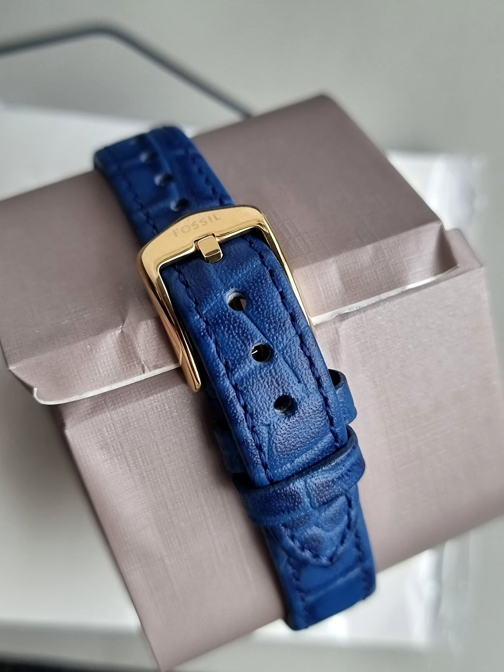 Fossil Raquel Three-Hand Date Navy Croco LiteHide Leather Watch 23mm ES5365