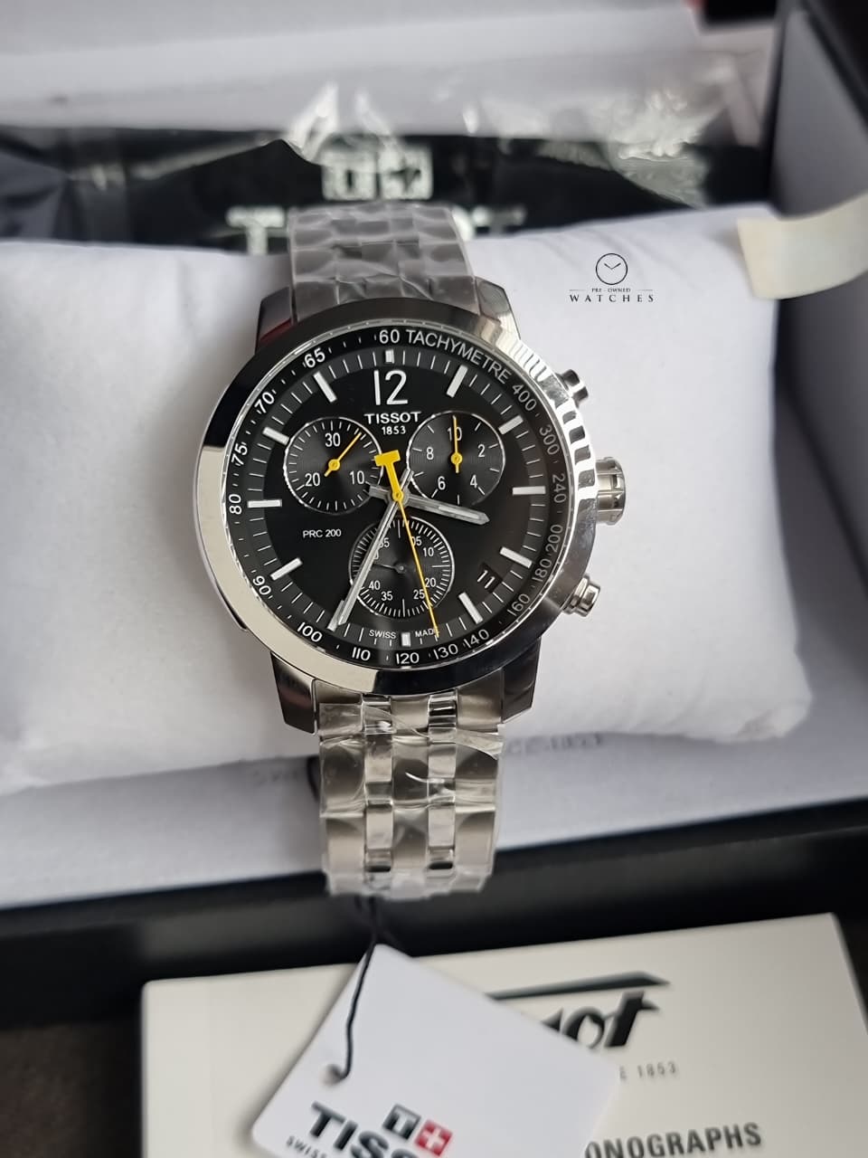 Tissot PRC 200 Quartz Chronograph Black 43mm Dial Stainless Steel Men's Watch T114.417.11.057.00