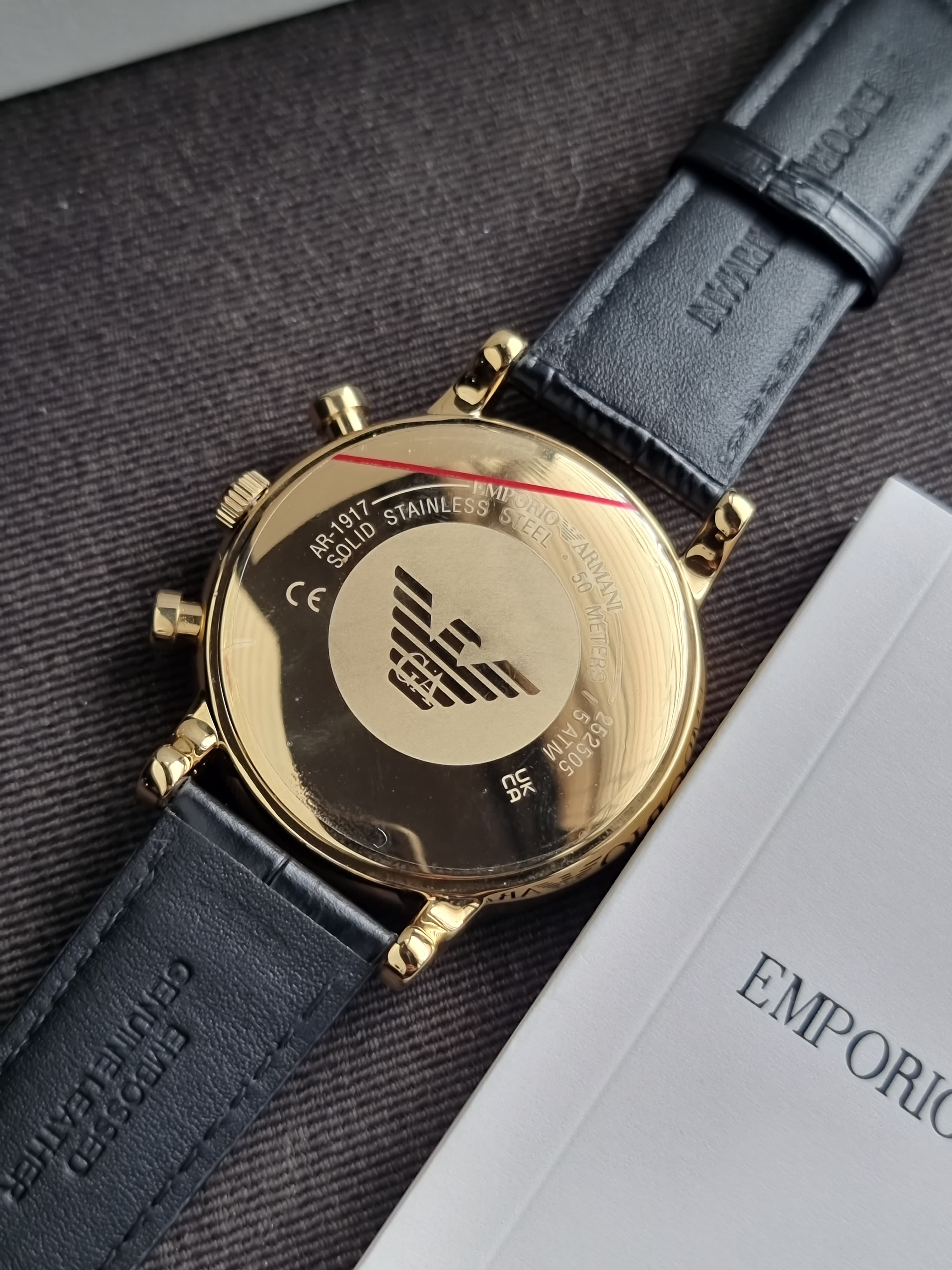 Emporio Armani Men’s Quartz Leather Strap Black Dial 46mm Watch AR1917