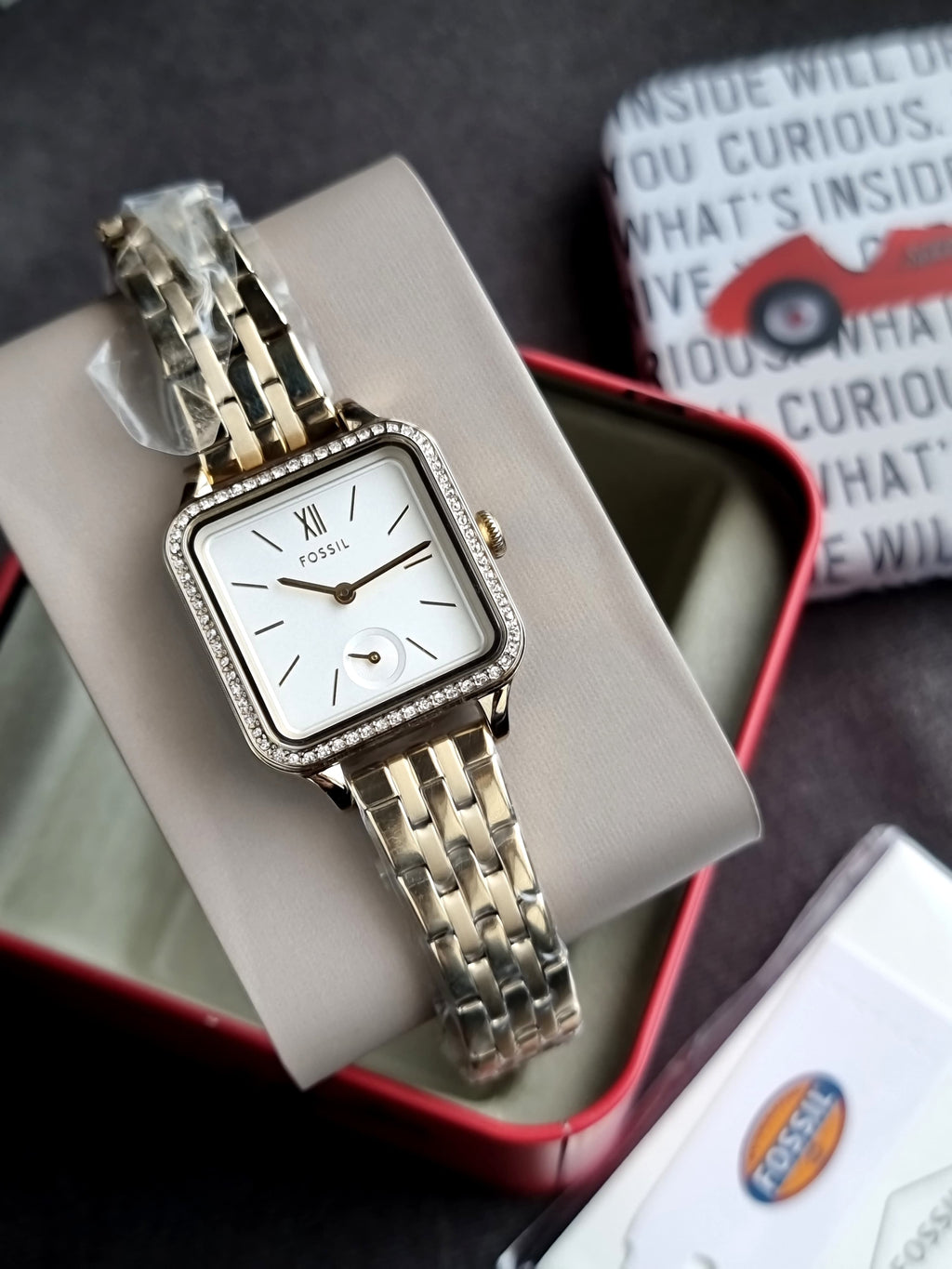 Fossil Women’s Quartz Gold Stainless Steel White Dial 28mm Watch BQ3979