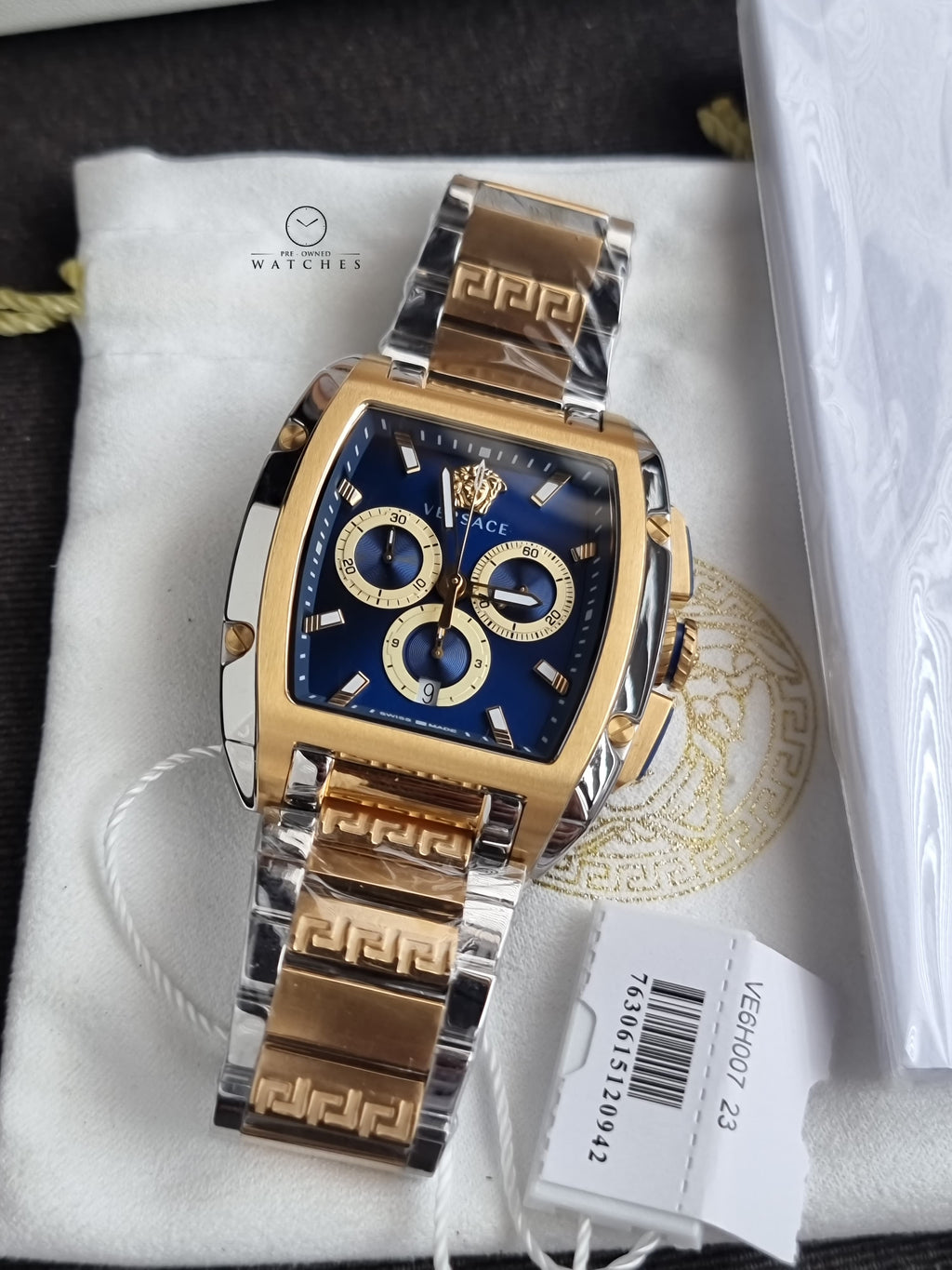 Versace Men’s Quartz Swiss Made Two-Tone Stainless Steel Blue Dial 42mm Watch VE6H00723