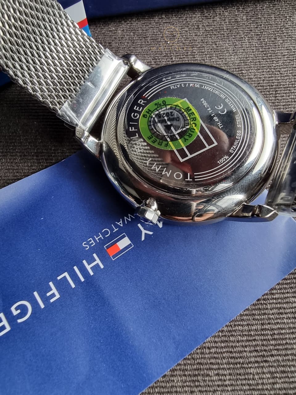 Tommy Hilfiger Hunter Silver Mesh Bracelet Black Dial Quartz Watch for Gents - 1791610