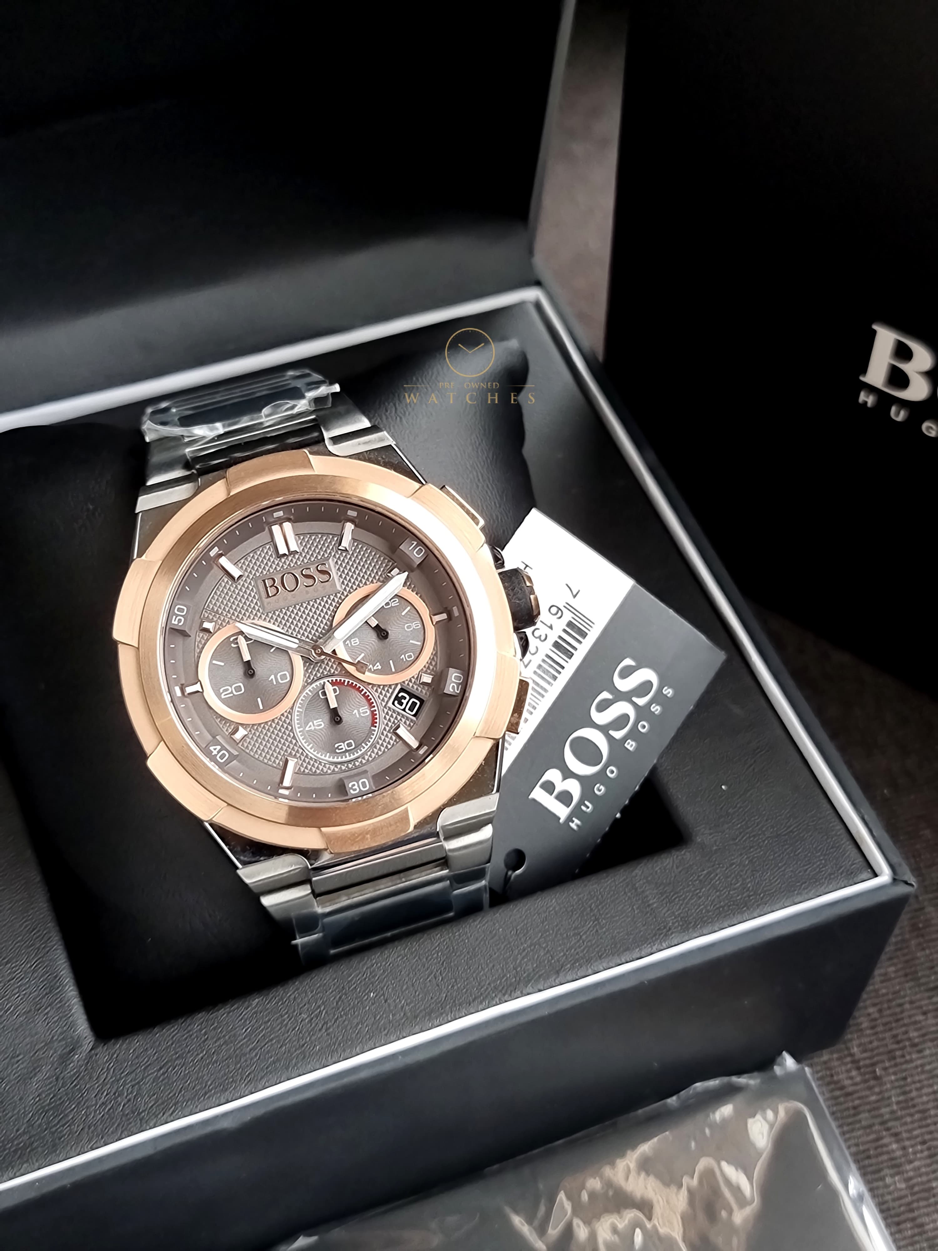 HUGO BOSS Supernova Silver Stainless Steel Grey Dial Chronograph Quartz Watch for Gents - 1513362