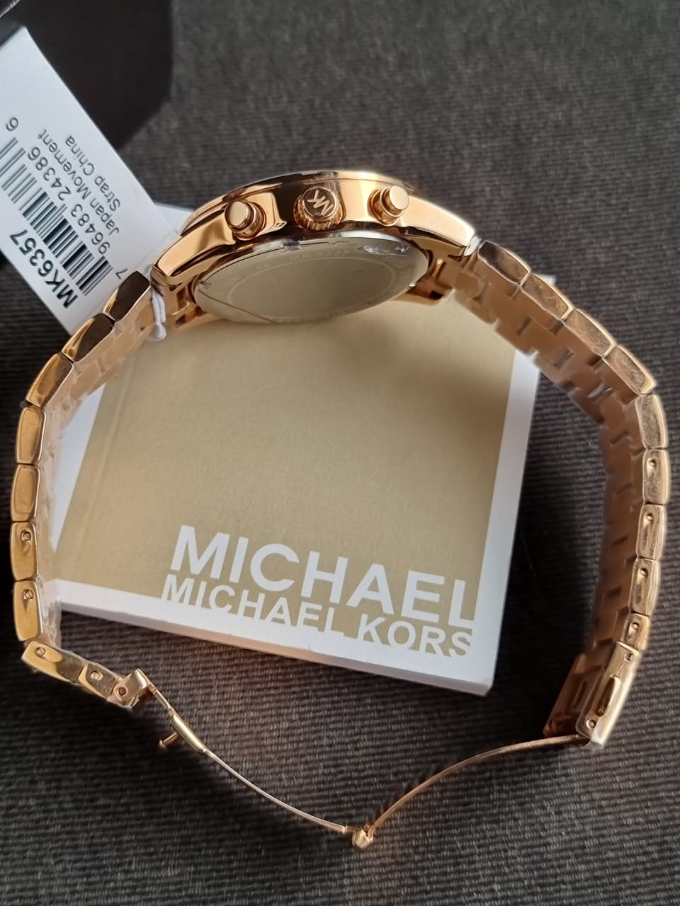 Michael Kors Ritz Chronograph Rose Gold Dial Stainless Steel Chain Women’s Watch MK6357