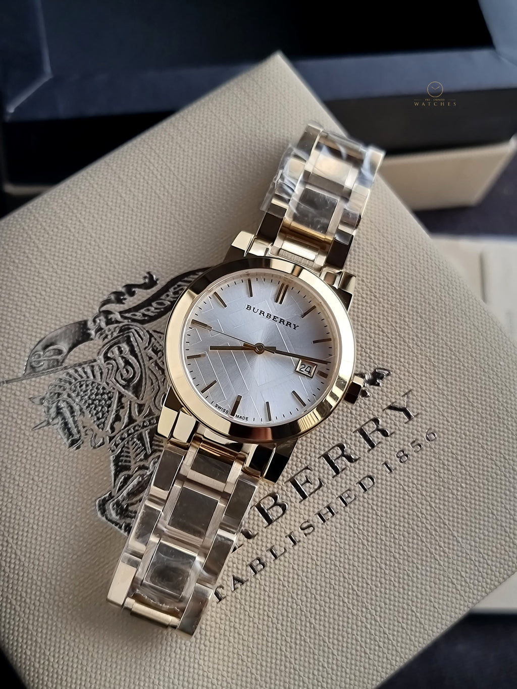 Burberry The City Gold Stainless Steel White Dial Quartz Watch for Ladies BU9103