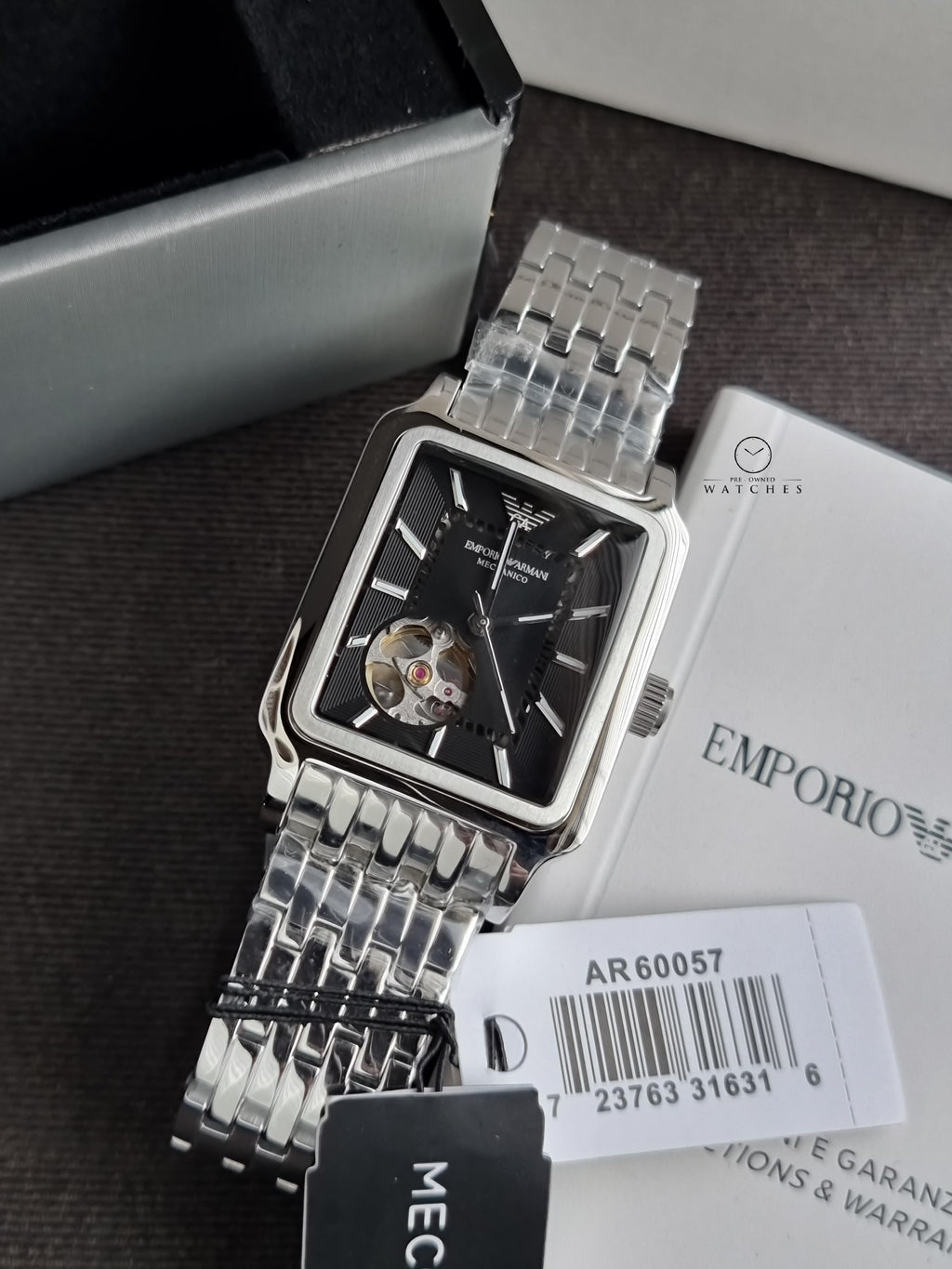 Emporio Armani Diego Automatic Black 32×48mm Dial Silver Watch For Men - AR60057