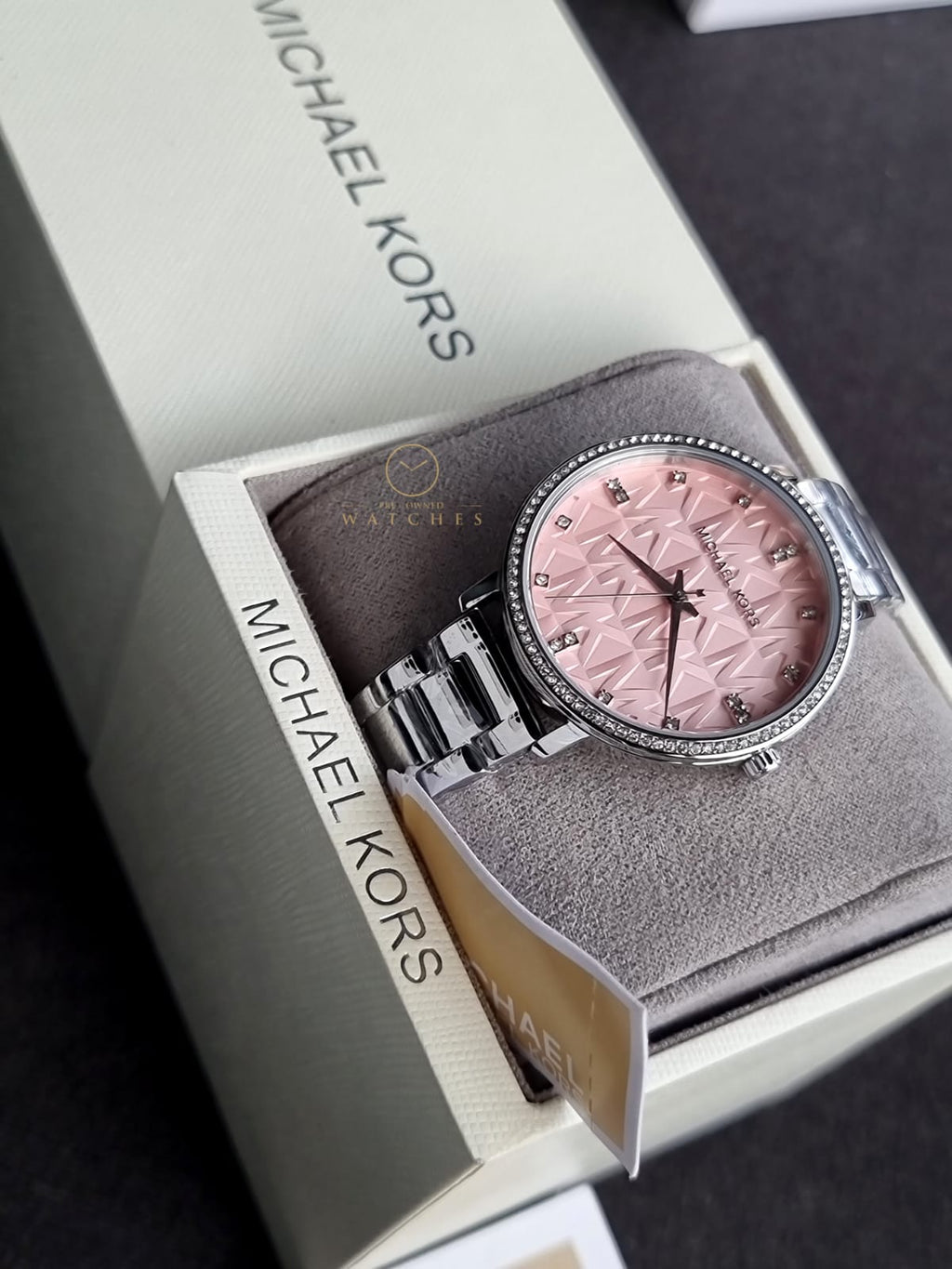Michael Kors Women’s Quartz Silver Stainless Steel Pink Dial 38mm Watch MK4631