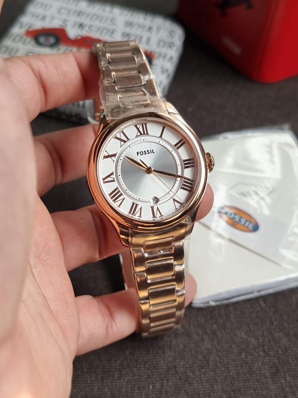 Fossil Women’s Quartz Rose Gold Stainless Steel Silver Dial 38mm Watch ES5394