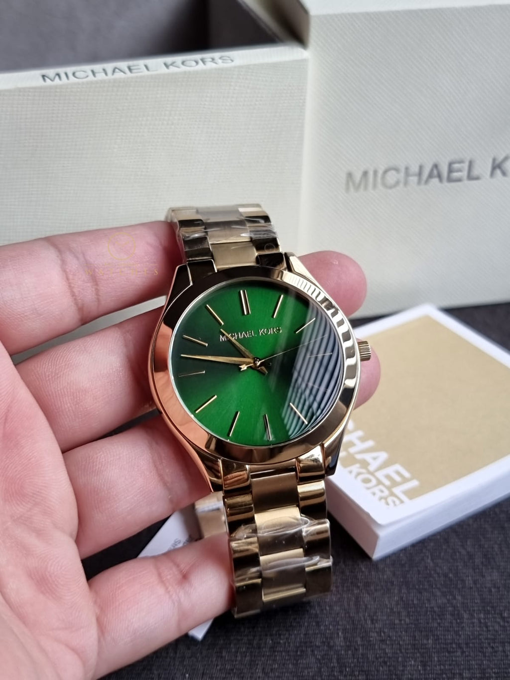 Michael Kors Women’s Quartz Stainless Steel Green Dial 42mm Watch MK3435