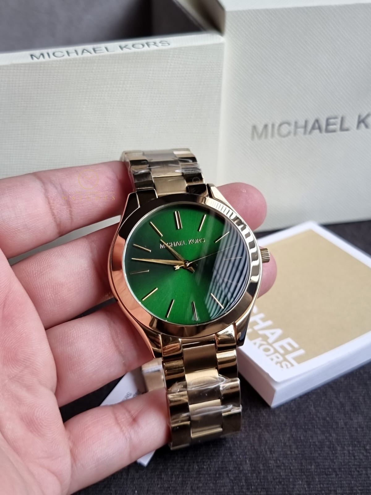 Michael Kors Women’s Quartz Stainless Steel Green Dial 42mm Watch MK3435