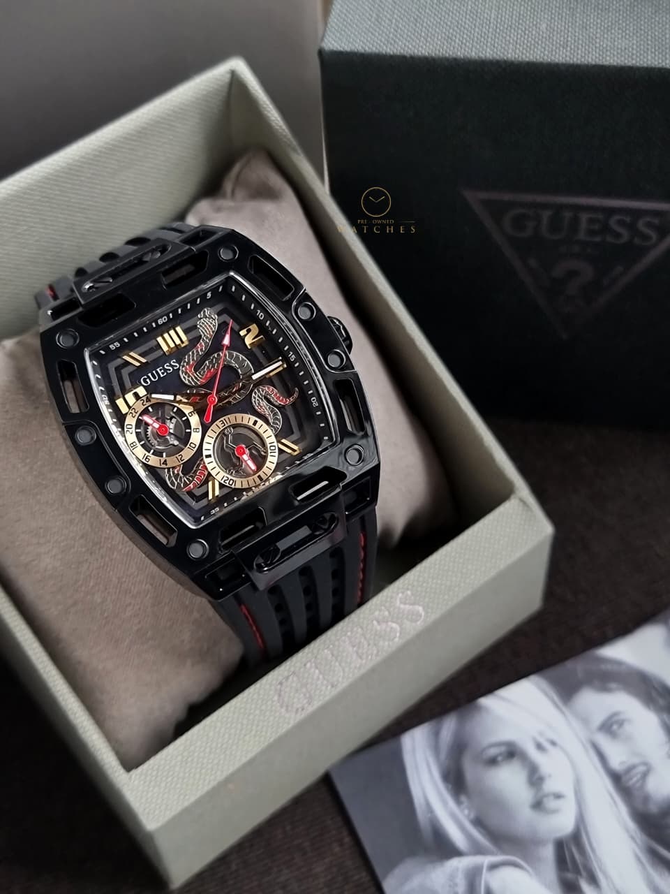 Guess Men’s Quartz Black Silicone Strap Black Dial 43mm Watch GW0857G1