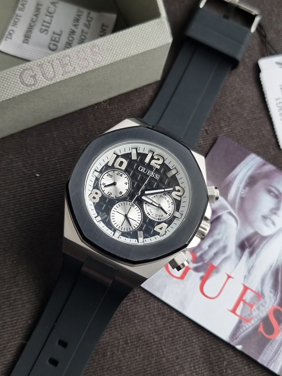 Guess Men’s Quartz Black Silicone Strap Black Dial 46mm Watch GW0583G1