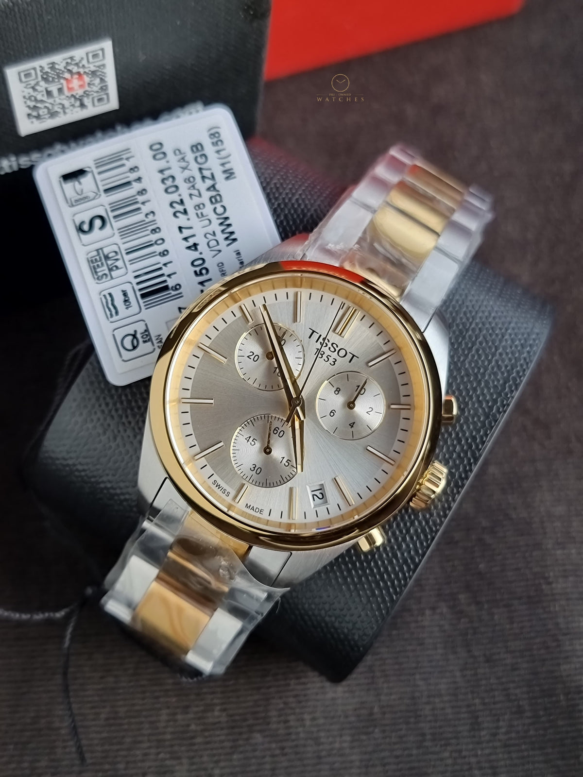 Tissot PR 100 Two-tone Stainless Steel Silver 40mm Dial Chronograph Quartz Watch for Gents - T150.417.22.031.00