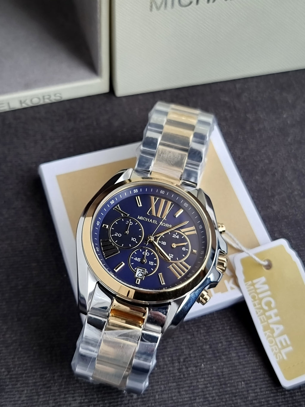 Michael Kors Women’s Chronograph Quartz Stainless Steel Blue Dial 43mm Watch MK5976