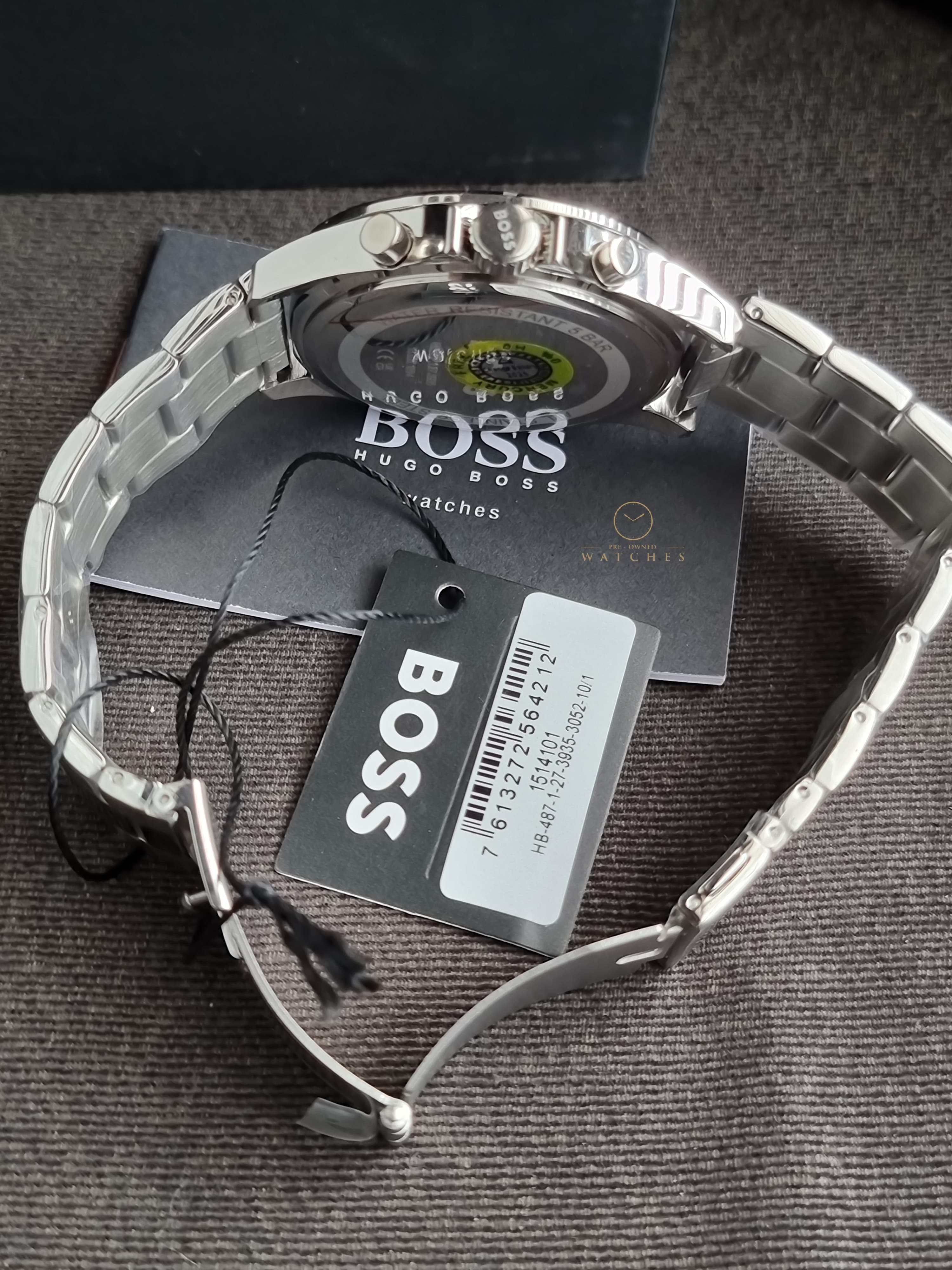 Hugo Boss Silver Stainless Steel Black Dial Chronograph Quartz Watch for Gents -1514101