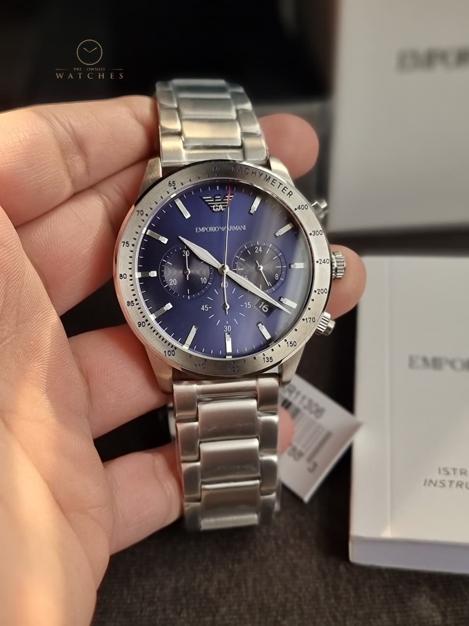 Emporio Armani Men’s Quartz Stainless Steel Blue Dial 44mm Watch AR11306