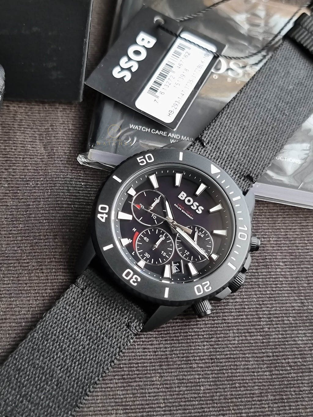 HUGO BOSS Admiral Black Plastic/Resin Strap Black Dial Chronograph Quartz Men's solar watch 1513918