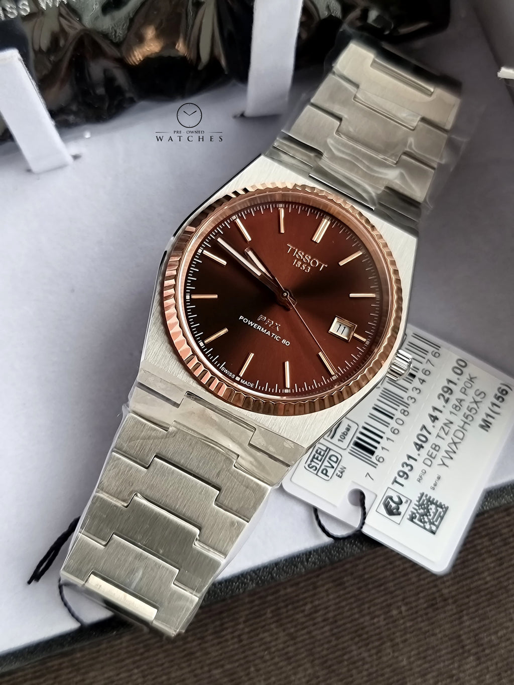 TISSOT PRX Powermatic 80 Gold Brown Dial Men's Watch T931.407.41.291.00